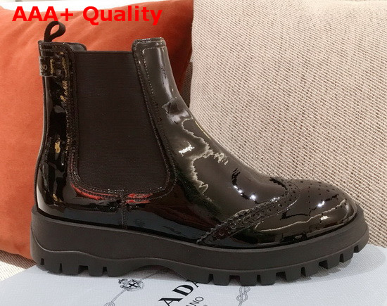 Prada Patent Leather Chelsea Boots in Black Replica