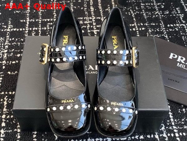 Prada Patent Leather Mary Jane Pumps in Black 1I816N Replica