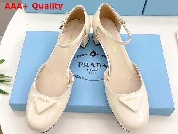 Prada Patent Leather Pumps in Ivory 1I352N Replica