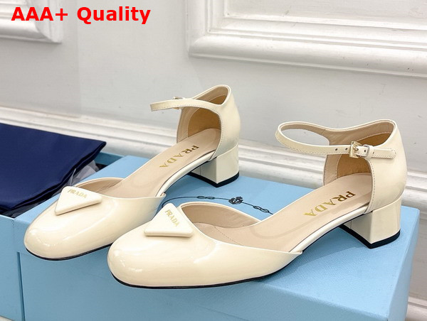 Prada Patent Leather Pumps in Ivory 1I352N Replica