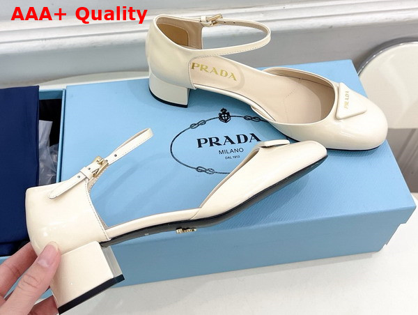 Prada Patent Leather Pumps in Ivory 1I352N Replica