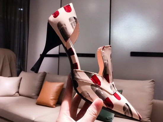 Prada Patent Leather Pumps with Lipstick Print Pink