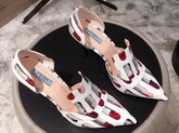 Prada Patent Leather Pumps with Lipstick Print White