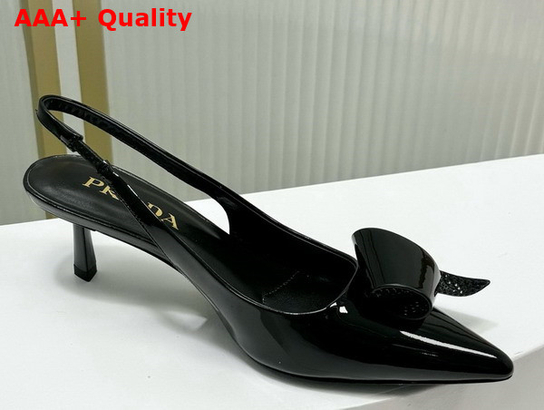 Prada Patent Leather Slingback Pumps in Black 1I345N Replica