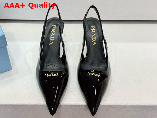 Prada Patent Leather Slingback Pumps in Black 1I901M Replica