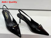 Prada Patent Leather Slingback Pumps in Black 1I901M Replica