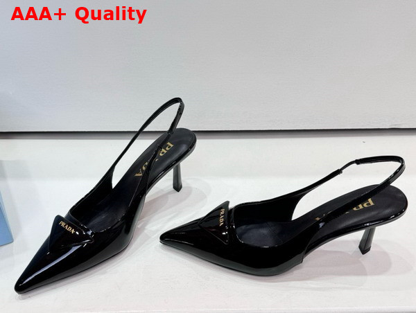 Prada Patent Leather Slingback Pumps in Black 1I901M Replica