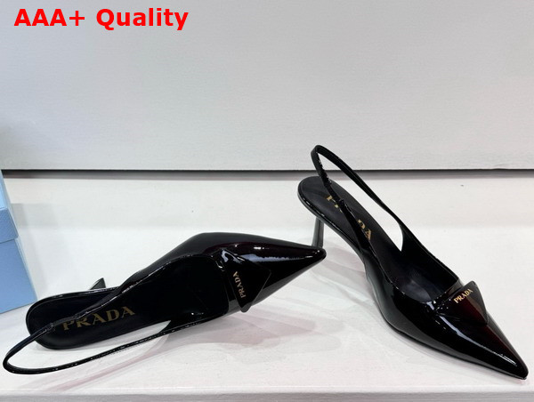 Prada Patent Leather Slingback Pumps in Black 1I901M Replica