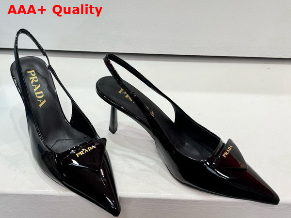 Prada Patent Leather Slingback Pumps in Black 1I901M Replica