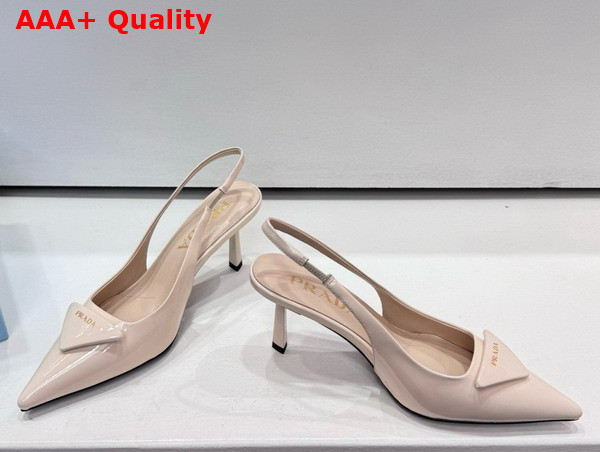 Prada Patent Leather Slingback Pumps in Ivory 1I901M Replica