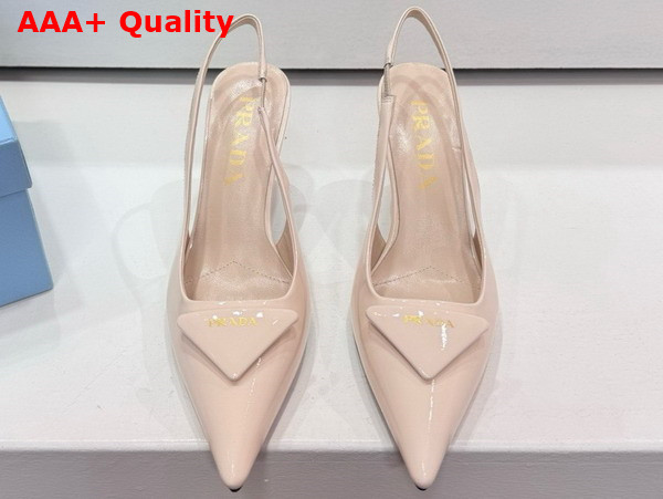 Prada Patent Leather Slingback Pumps in Ivory 1I901M Replica