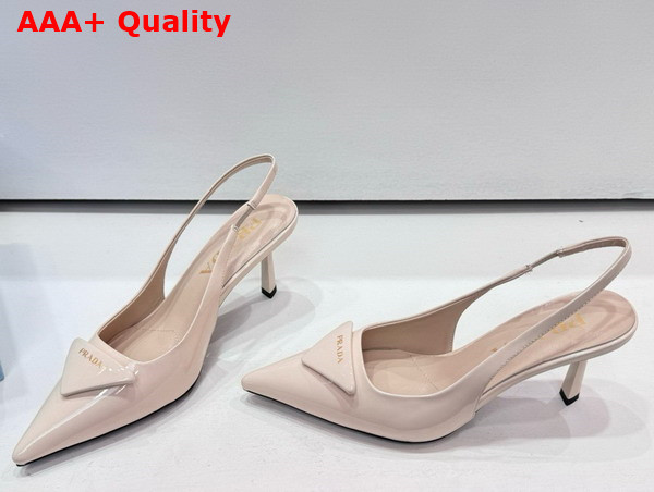 Prada Patent Leather Slingback Pumps in Ivory 1I901M Replica