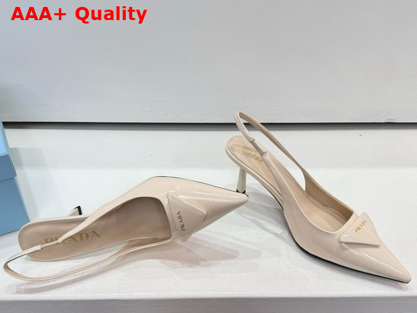 Prada Patent Leather Slingback Pumps in Ivory 1I901M Replica