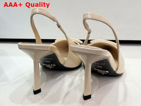 Prada Patent Leather Slingback Pumps in Ivory 1I901M Replica