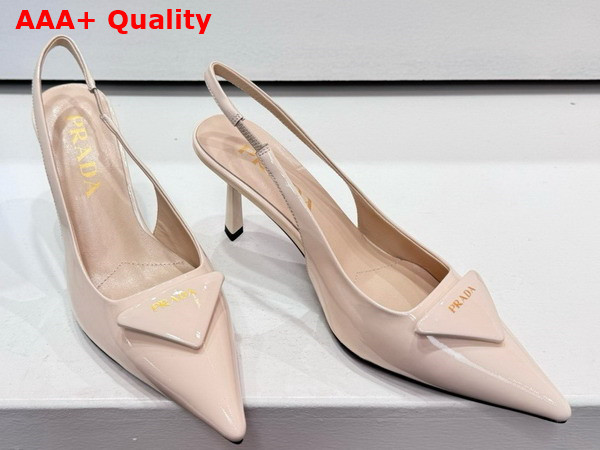 Prada Patent Leather Slingback Pumps in Ivory 1I901M Replica