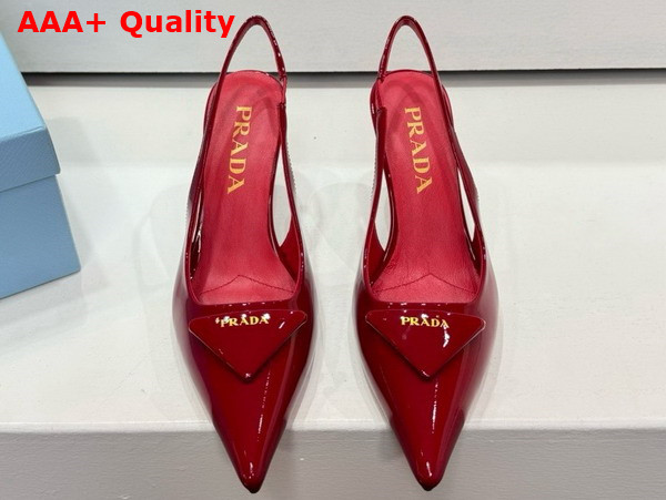 Prada Patent Leather Slingback Pumps in Red 1I901M Replica