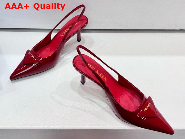 Prada Patent Leather Slingback Pumps in Red 1I901M Replica