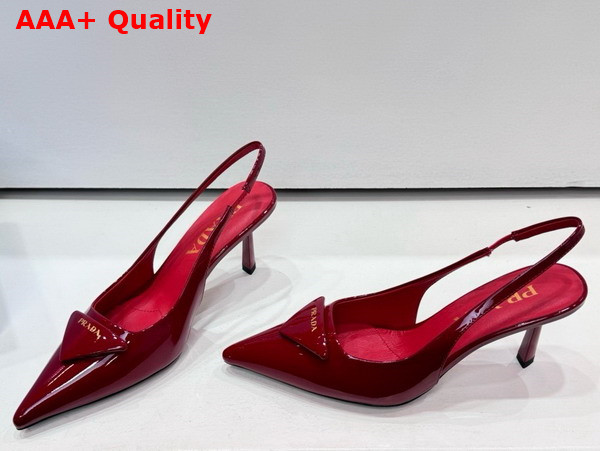 Prada Patent Leather Slingback Pumps in Red 1I901M Replica