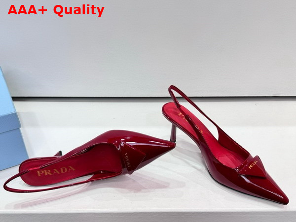 Prada Patent Leather Slingback Pumps in Red 1I901M Replica