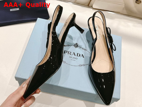 Prada Patent Leather Slingbacks in Black 1I190N Replica