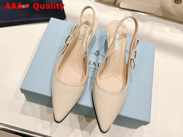 Prada Patent Leather Slingbacks in Ivory 1I190N Replica