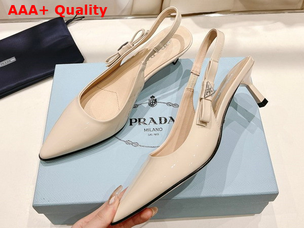 Prada Patent Leather Slingbacks in Ivory 1I190N Replica