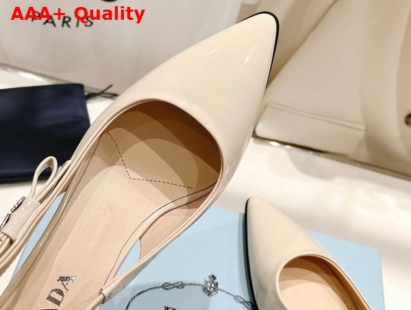 Prada Patent Leather Slingbacks in Ivory 1I190N Replica