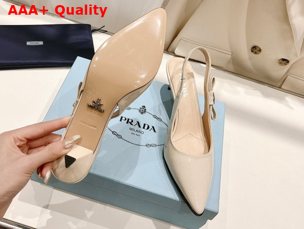 Prada Patent Leather Slingbacks in Ivory 1I190N Replica