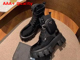 Prada Patent Leather and Technical Fabric Booties in Black Replica