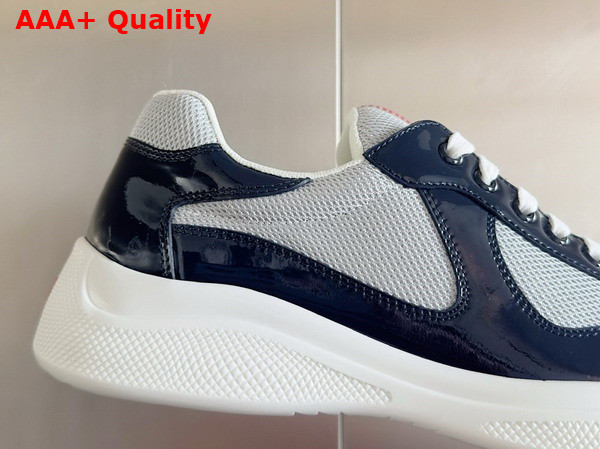 Prada Patent Leather and Technical Fabric Prada Americas Cup Sneakers Royal Blue and Silver 4E3400 Replica