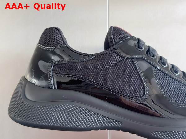 Prada Patent Leather and Technical Fabric Prada Americas Cup Sneakers in Black 4E3400 Replica