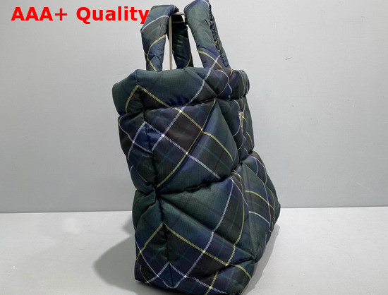 Prada Plaid Padded Re Nylon Tote Bag in Navy Replica