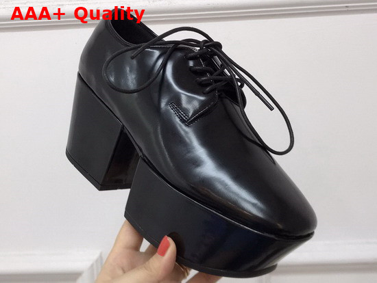 Prada Platform Pump in Black Brushed Leather Replica