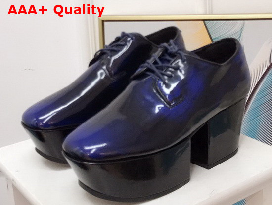 Prada Platform Pump in Blue Brushed Leather Replica