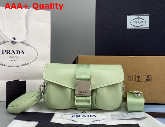 Prada Pocket Nylon and Brushed Leather Bag Aqua 1BD295 Replica