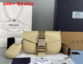 Prada Pocket Nylon and Brushed Leather Bag Desert Beige 1BD295 Replica