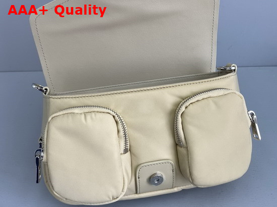 Prada Pocket Nylon and Brushed Leather Bag Desert Beige 1BD295 Replica