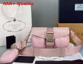 Prada Pocket Nylon and Brushed Leather Bag in Alabaster Pink Replica