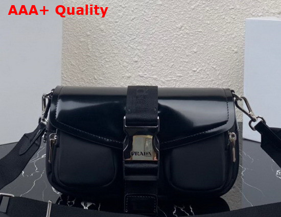 Prada Pocket Nylon and Brushed Leather Bag in Black Product Code 1BD295 Replica