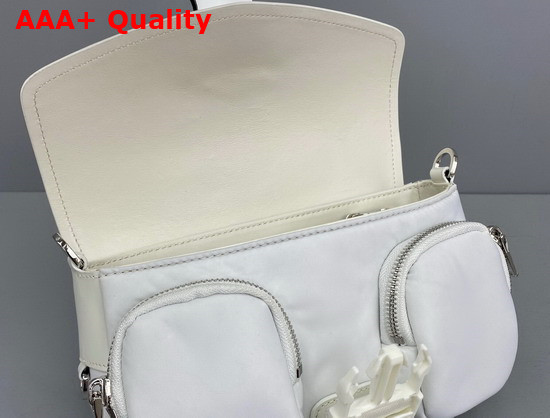 Prada Pocket Nylon and Brushed Leather Bag in White Replica