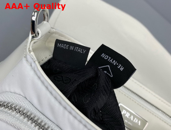 Prada Pocket Nylon and Brushed Leather Bag in White Replica