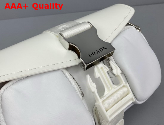 Prada Pocket Nylon and Brushed Leather Bag in White Replica