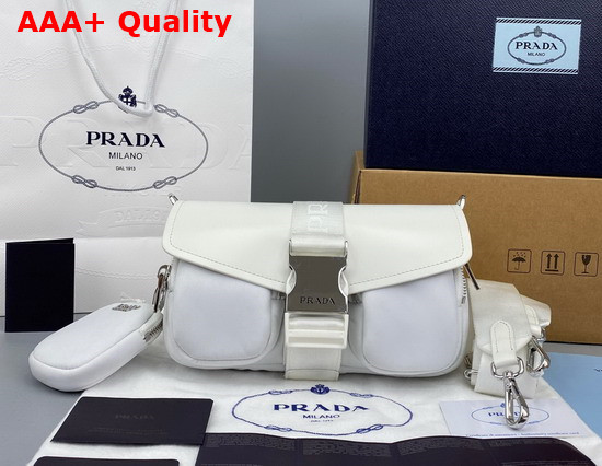 Prada Pocket Nylon and Brushed Leather Bag in White Replica