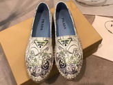 Prada Printed Leather Espadrilles Green