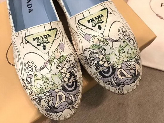 Prada Printed Leather Espadrilles Green