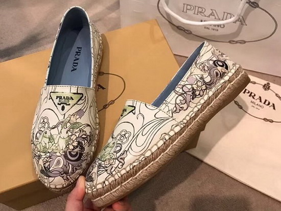 Prada Printed Leather Espadrilles Green