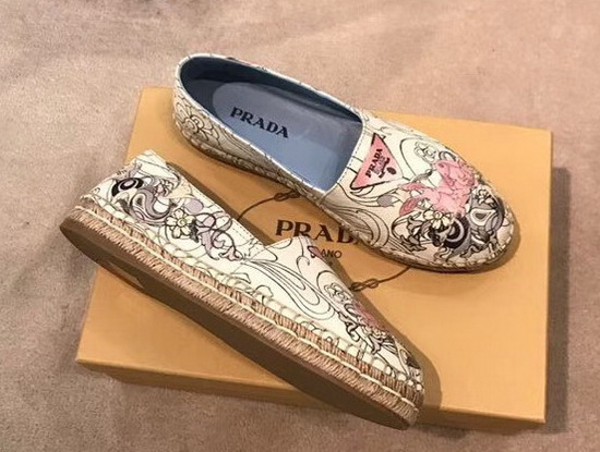 Prada Printed Leather Espadrilles Pink