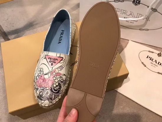 Prada Printed Leather Espadrilles Pink