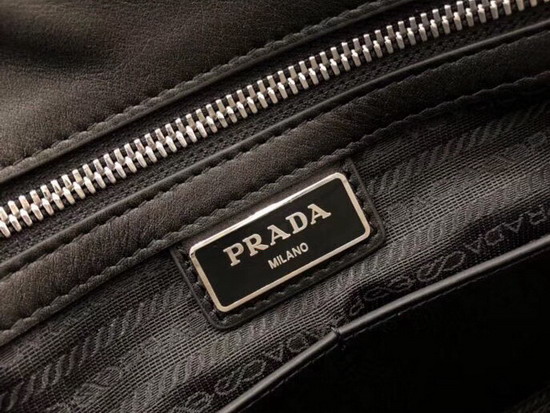 Prada Printed Saffiano Leather Briefcase in Black