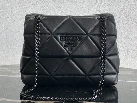 Prada Quilted Leather Shoulder Bag in Black